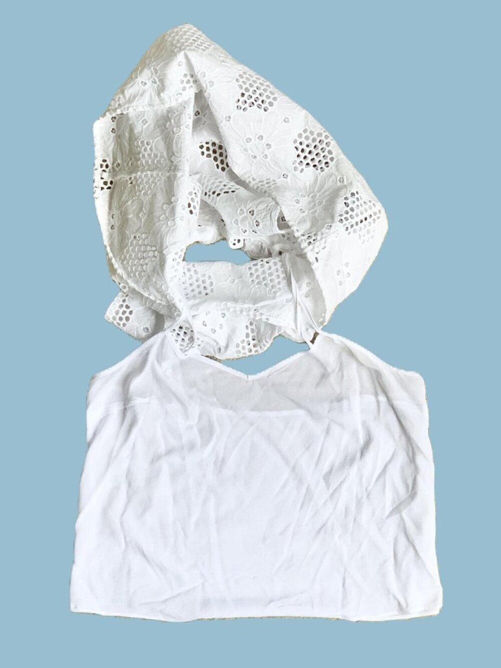 New J. Crew White Fleur Ruffle Neck Eyelet Sleeveless Top, Small, BR583 - Picture 4 of 11
